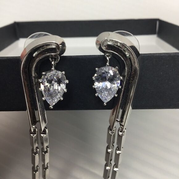 Teardrop Bar Link Dangle Earrings (G1) - Picture 3 of 7